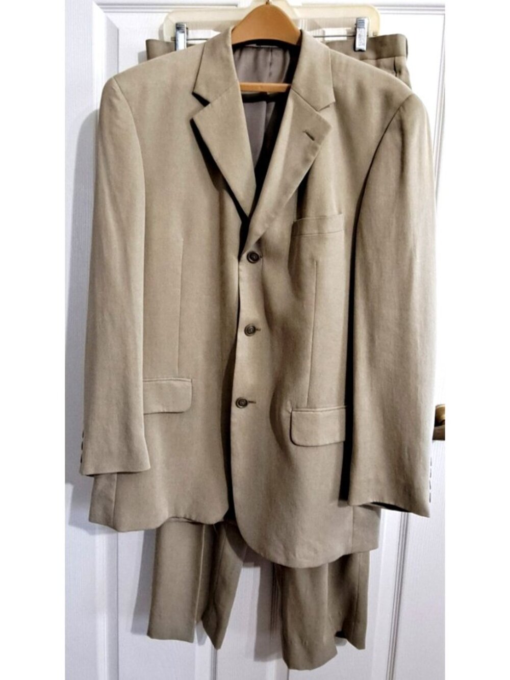 Alfani Men's 40R Single Breasted 3 Button Tan Suit Pleat Front 34x30 Pants